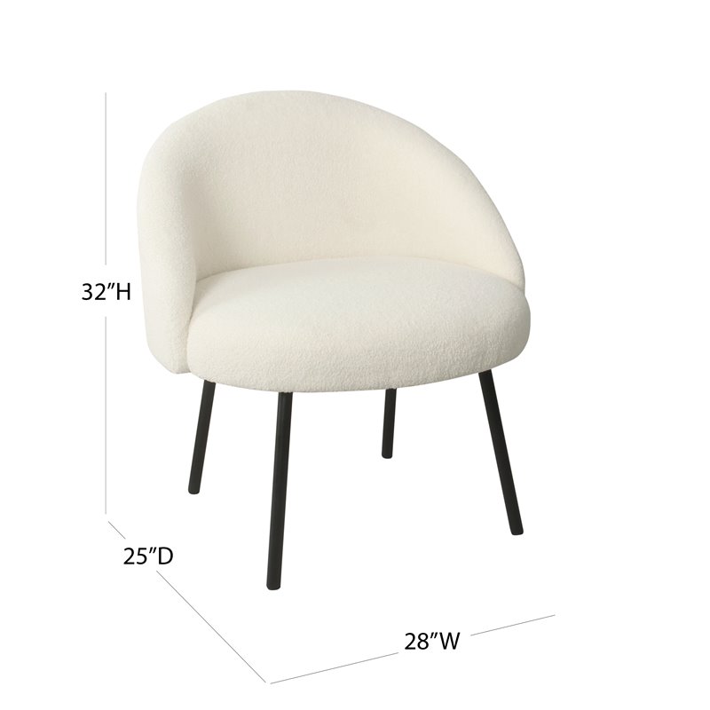 HomePop Sherpa Modern Wood and Fabric Accent Chair in Cream/Black Finish