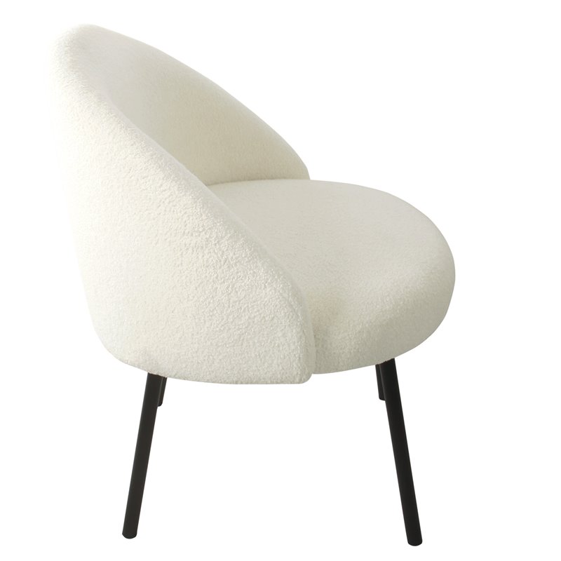 HomePop Sherpa Modern Wood and Fabric Accent Chair in Cream/Black Finish