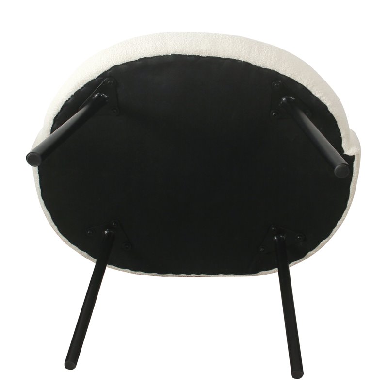 HomePop Sherpa Modern Wood and Fabric Accent Chair in Cream/Black Finish