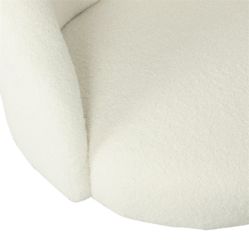 HomePop Sherpa Modern Wood and Fabric Accent Chair in Cream/Black Finish