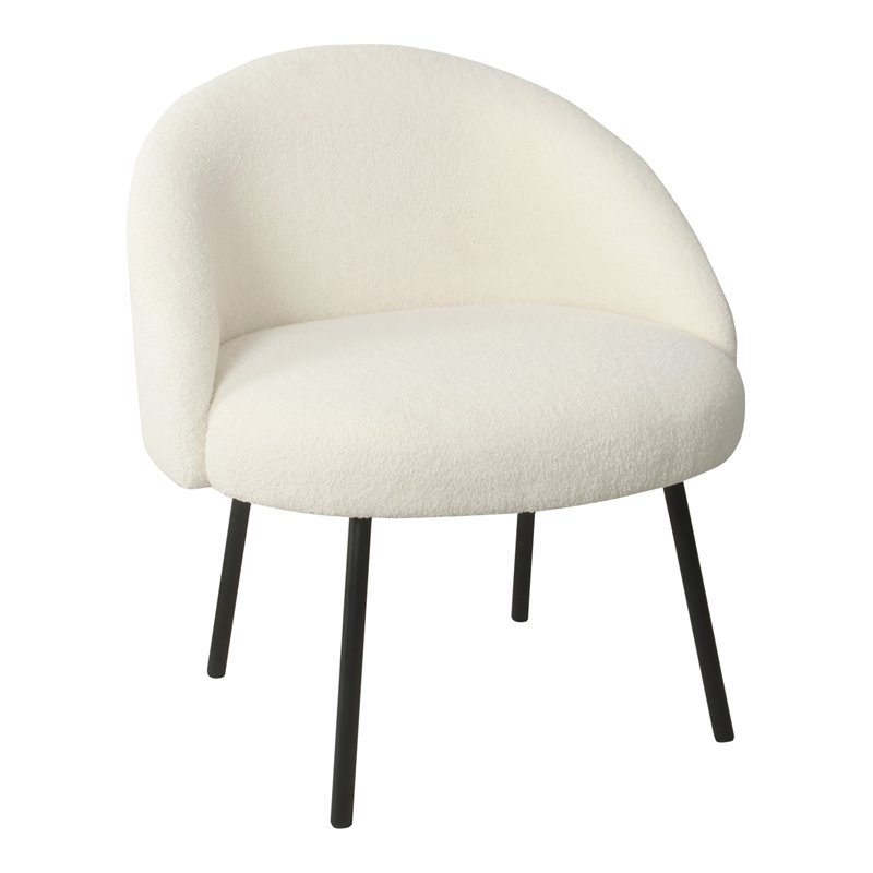 HomePop Sherpa Modern Wood and Fabric Accent Chair in Cream/Black Finish