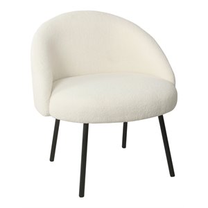 HomePop Sherpa Modern Wood and Fabric Accent Chair in Cream/Black Finish