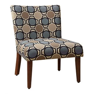 homepop wood and fabric parson accent chair with rustic brown legs in blue