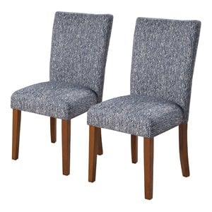 HomePop 38&quot Traditional Wood and Fabric Parson Dining Chairs in Blue (Set of 2)