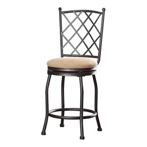 HomePop Tristan 24&quot Traditional Metal and Fabric Counter Stool in Cream Finish