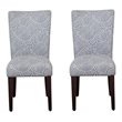 HomePop Fabric Floral Pattern Parsons Chairs in Blue/Cream (Set of 2)
