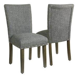 homepop fabric parsons chairs with nailhead trim in slate gray (set of 2)