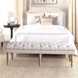 HomePop Layla Traditional Wood and Fabric Tufted Bench in Natural/Pink