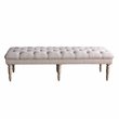 HomePop Layla Traditional Wood and Fabric Tufted Bench in Natural/Pink