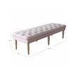 HomePop Layla Traditional Wood and Fabric Tufted Bench in Natural/Pink