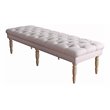 HomePop Layla Traditional Wood and Fabric Tufted Bench in Natural/Pink