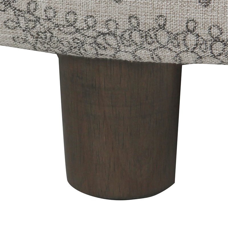 HomePop Round Transitional Wood and Fabric Storage Ottoman in Gray Medallion