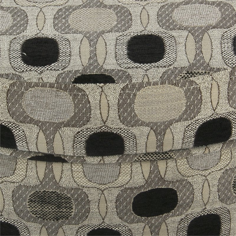 HomePop Round Transitional Wood and Fabric Storage Ottoman in Multi-Color