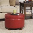 HomePop Transitional Faux Leather Large Storage Ottoman in Red