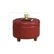HomePop Transitional Faux Leather Large Storage Ottoman in Red