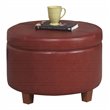 HomePop Transitional Faux Leather Large Storage Ottoman in Red
