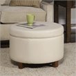 HomePop Transitional Faux Leather Large Storage Ottoman in Cream