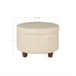 HomePop Transitional Faux Leather Large Storage Ottoman in Cream