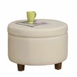 HomePop Transitional Faux Leather Large Storage Ottoman in Cream