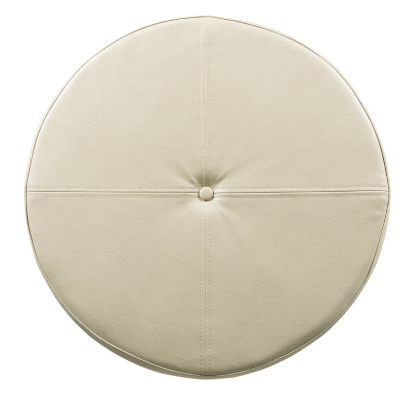 HomePop Transitional Faux Leather Large Storage Ottoman in Cream