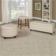HomePop Transitional Faux Leather Large Storage Ottoman in Cream