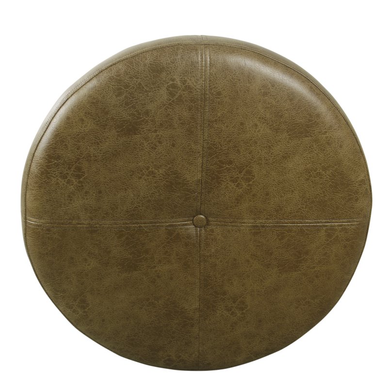 HomePop Transitional Faux Leather Large Storage Ottoman in Distressed Brown