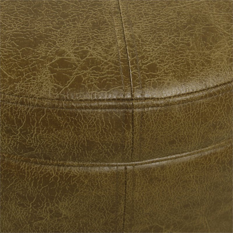 HomePop Transitional Faux Leather Large Storage Ottoman in Distressed Brown