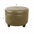 HomePop Transitional Faux Leather Large Storage Ottoman in Distressed Brown