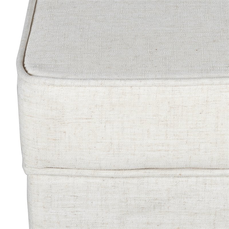 HomePop Cole Square Transitional Wood and Fabric Storage Ottoman in Cream