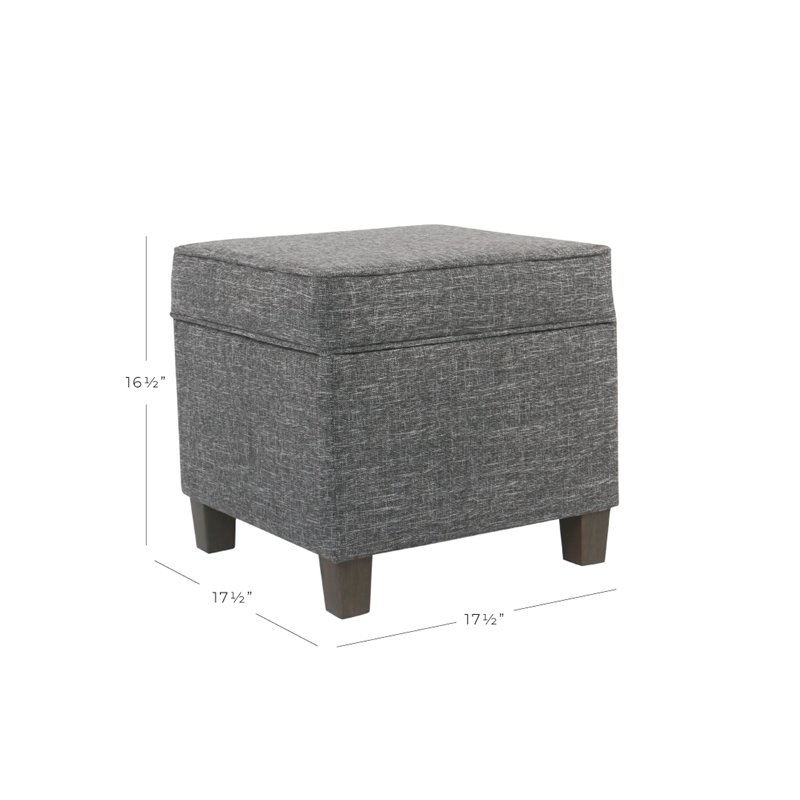 HomePop Square Transitional Wood and Fabric Lift Off Ottoman in Gray Finish