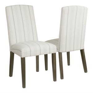 HomePop 38.75&quot Traditional Fabric Parsons Dining Chairs in Dove Gray (Set of 2)