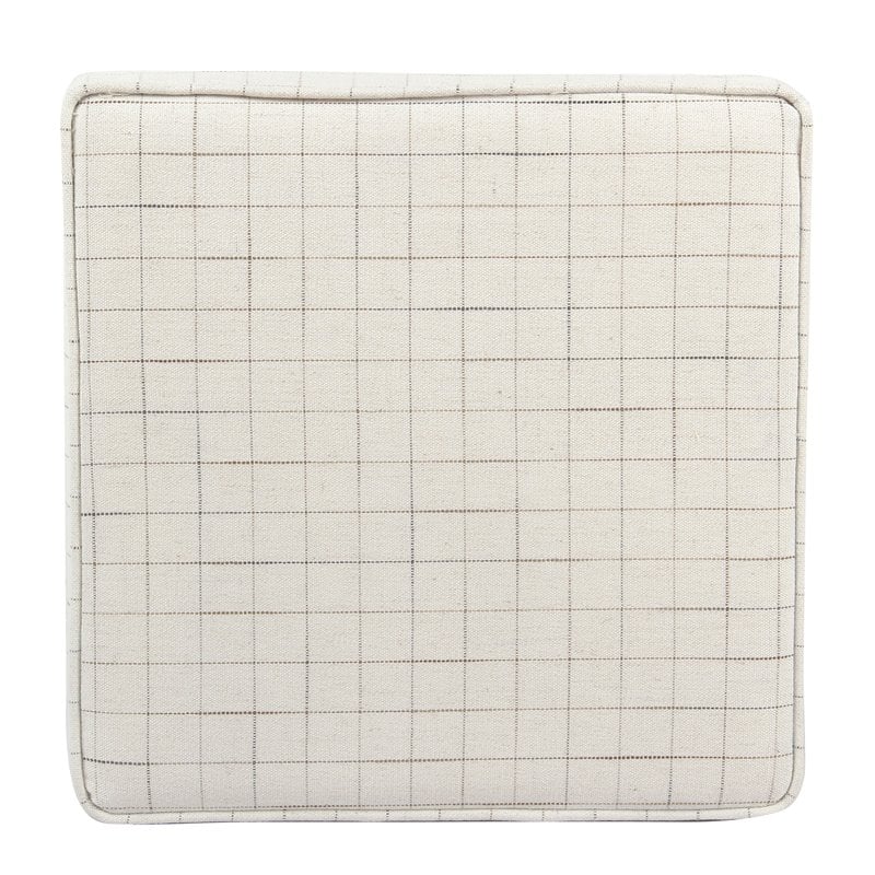 HomePop Square Transitional Fabric Windowpane Pattern Lift Off Ottoman in White