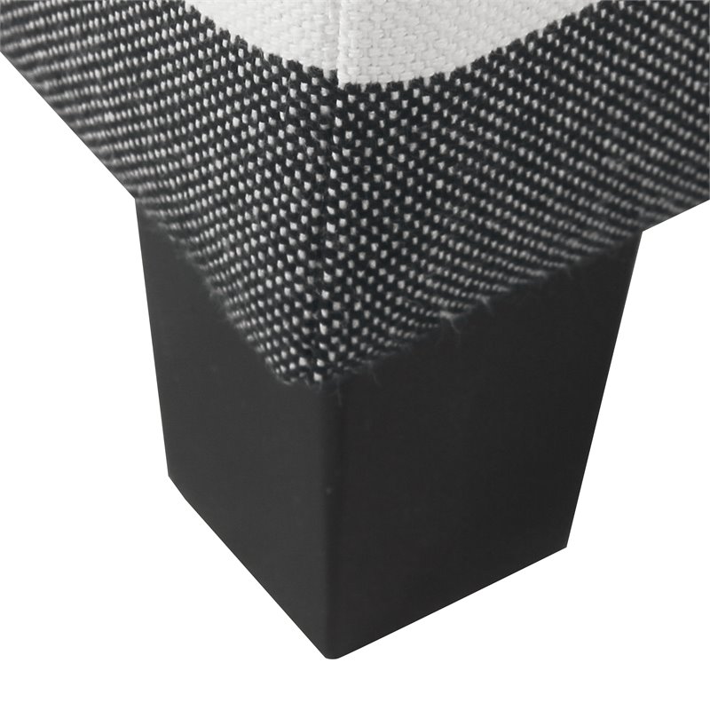 HomePop Square Wood and Cotton Plaid Pattern Ottoman with Lift Off Lid in Black