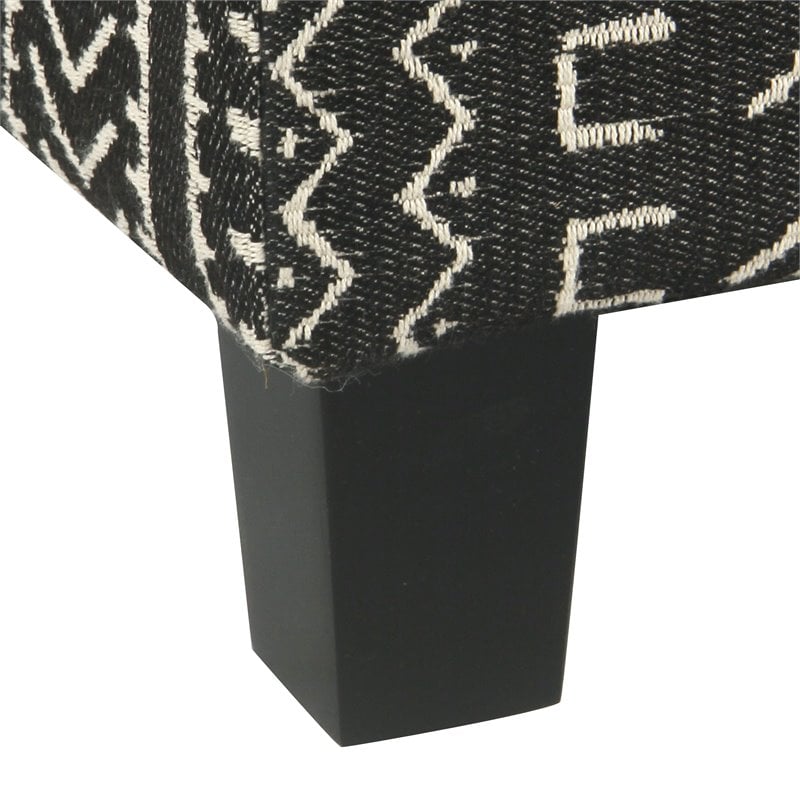 HomePop Square Transitional Wood and Fabric Ottoman with Lift Off Top in Onyx