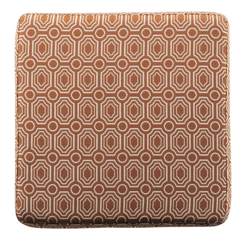 HomePop Transitional Fabric Storage Cube Ottoman in Orange Finish