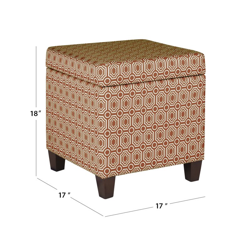 HomePop Transitional Fabric Storage Cube Ottoman in Orange Finish