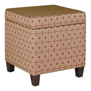 HomePop Transitional Fabric Storage Cube Ottoman in Orange Finish