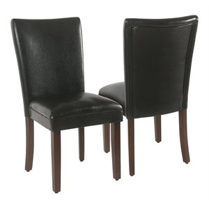 HomePop 38&quot Faux Leather Parsons Dining Chairs in Black (Set of 2)