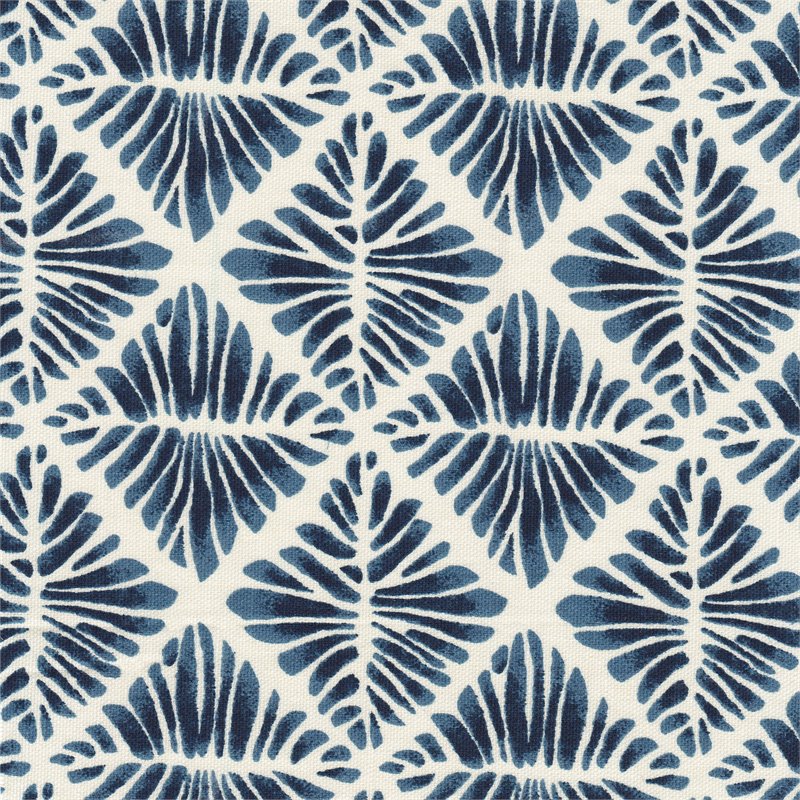 HomePop Cole Round Transitional Wood and Fabric Storage Ottoman in Blue