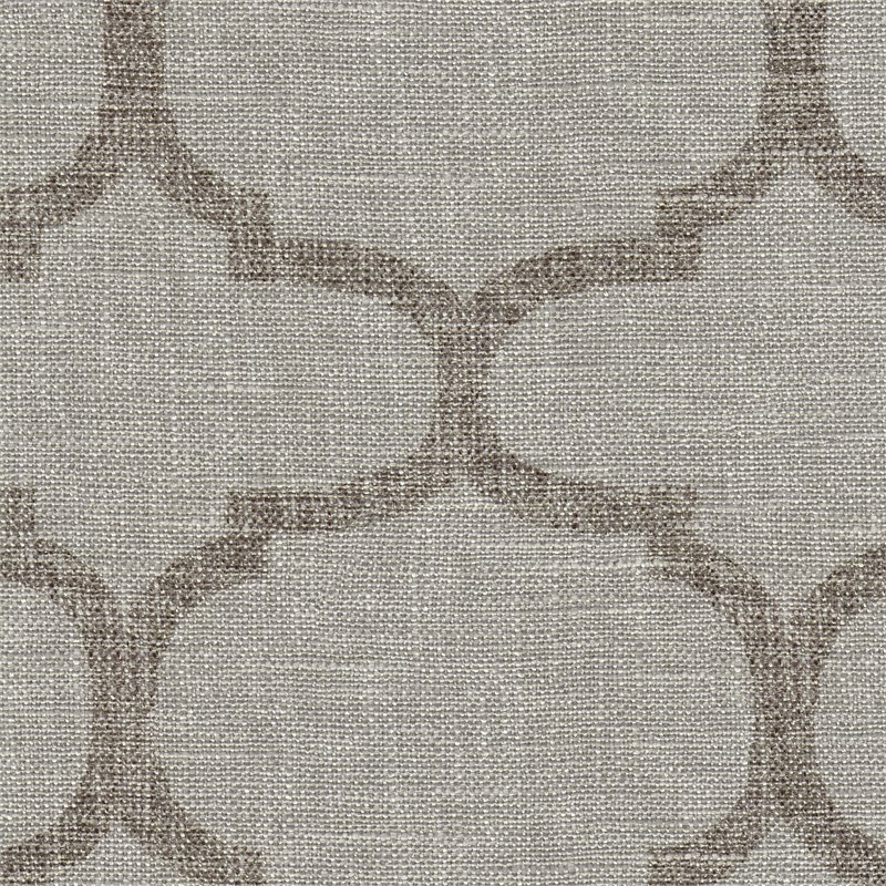 HomePop Cole Round Transitional Wood and Fabric Storage Ottoman in Brown