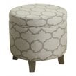 HomePop Cole Round Transitional Wood and Fabric Storage Ottoman in Brown