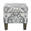 HomePop Suri Transitional Fabric Storage Ottoman with Slate Pattern in Blue