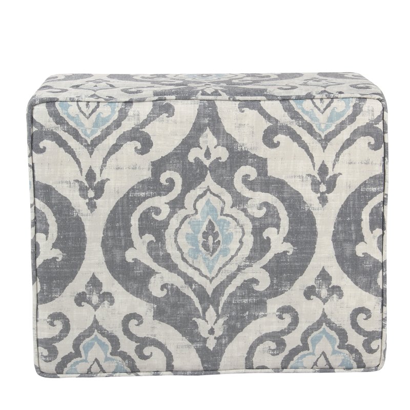 HomePop Suri Transitional Fabric Storage Ottoman with Slate Pattern in Blue