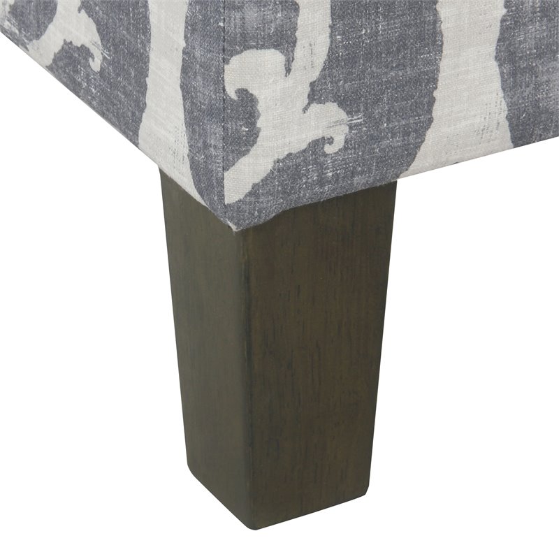 HomePop Suri Transitional Fabric Storage Ottoman with Slate Pattern in Blue