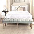 HomePop Layla Traditional Wood and Fabric Tufted Bench in Gray Finish