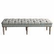 HomePop Layla Traditional Wood and Fabric Tufted Bench in Gray Finish