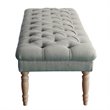 HomePop Layla Traditional Wood and Fabric Tufted Bench in Gray Finish