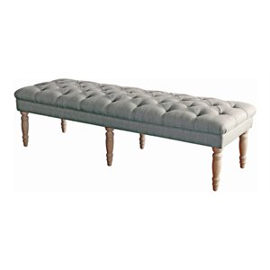 homepop layla traditional wood and fabric tufted bench in gray finish