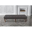 HomePop Layla Traditional Wood and Fabric Tufted Bench in Dark Charcoal Gray