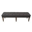 HomePop Layla Traditional Wood and Fabric Tufted Bench in Dark Charcoal Gray